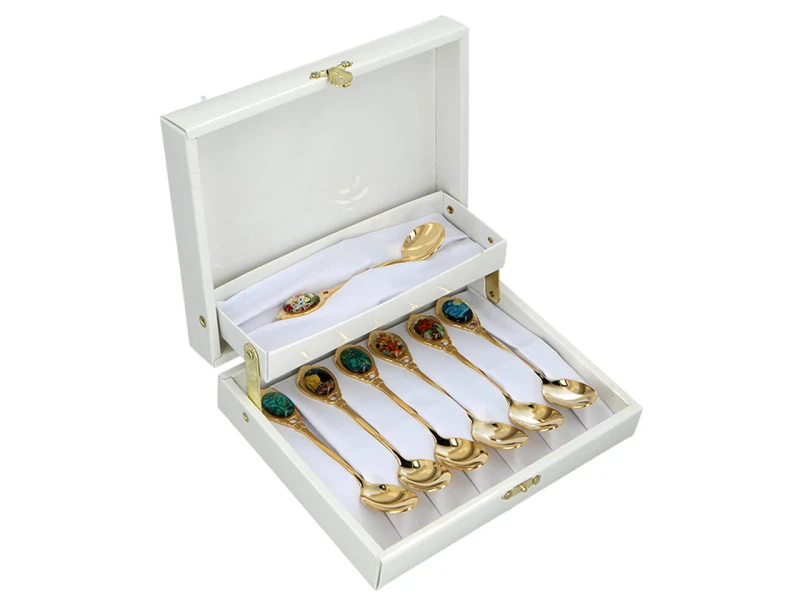 Carmani, komplet pozłacanych łyżeczek: 6x herbata + 1x cukier - VAN GOGH, mix