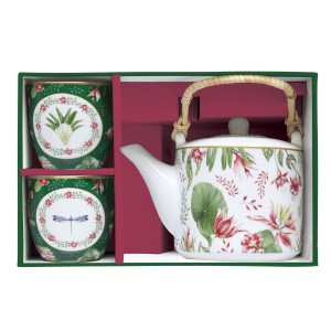 Easy Life/Nuova R2S, czajnik 600ml z zaparzaczem + 2 czarki 160ml  - BOTANIC CHIC