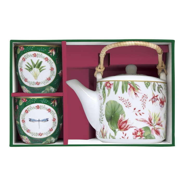 Easy Life/Nuova R2S, czajnik 600ml z zaparzaczem + 2 czarki 160ml  - BOTANIC CHIC