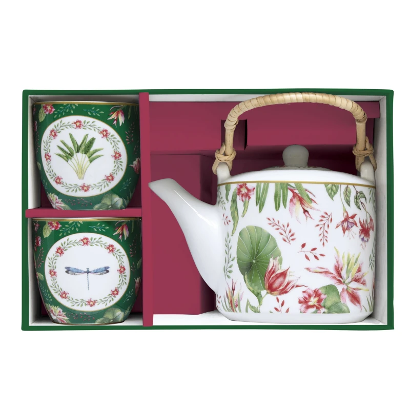 Easy Life/Nuova R2S, czajnik 600ml z zaparzaczem + 2 czarki 160ml  - BOTANIC CHIC