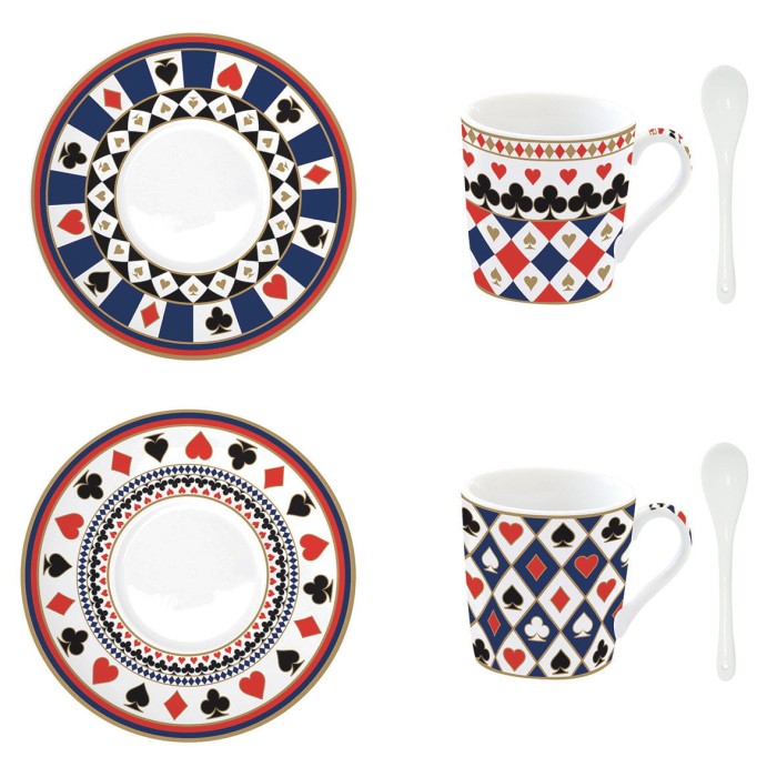 Easy Life/Nuova R2S, zestaw - 2x filiżanka-espresso 100ml, łyżeczki i spodeczki - CASINO ROYALE