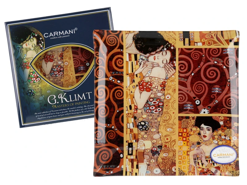 Carmani, talerz dekoracyjny - GUSTAV Klimt/Pocałunek 25x25cm