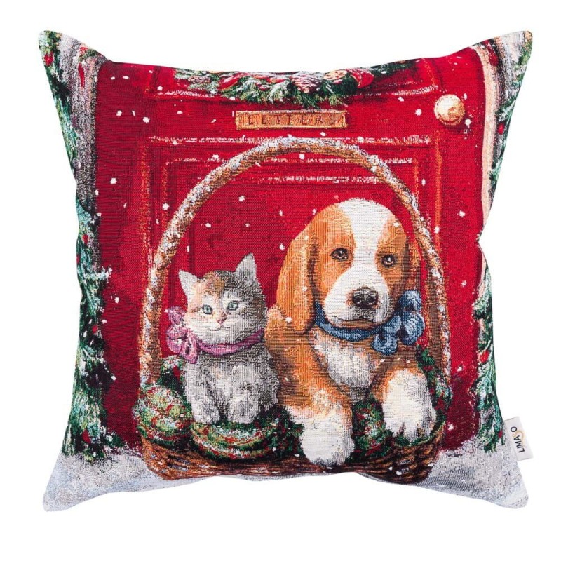 Poszewka na poduszkę z tkaniny gobelinowej(tkana maszynowo) - KISS BASKET GIFT-NV1, 45x45cm