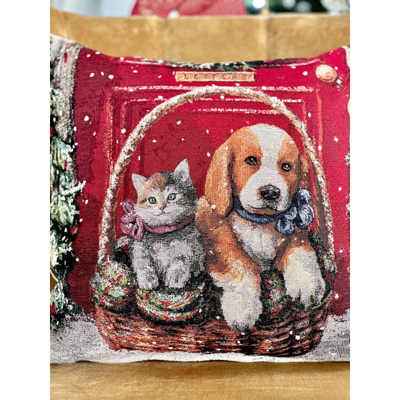 Poszewka na poduszkę z tkaniny gobelinowej(tkana maszynowo) - KISS BASKET GIFT-NV1, 45x45cm