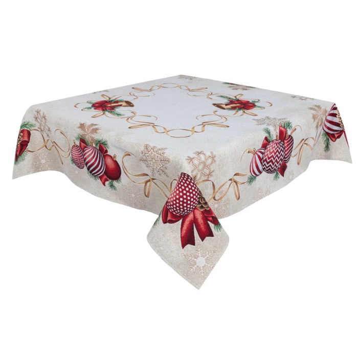 Obrus z tkaniny gobelinowej(tkana maszynowo) - RED BALLS-137, 137x137 cm