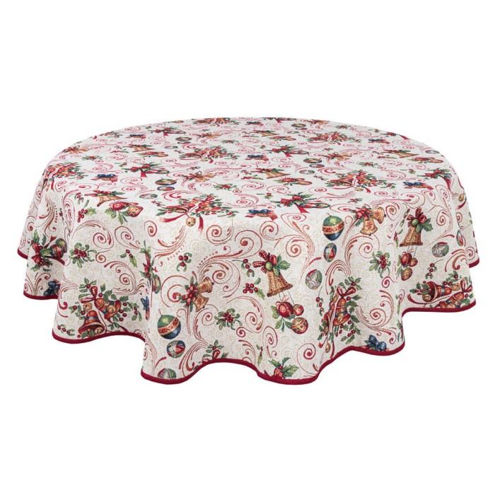 Obrus z tkaniny gobelinowej(tkana maszynowo) - MIRRA-140D, śr.140 cm