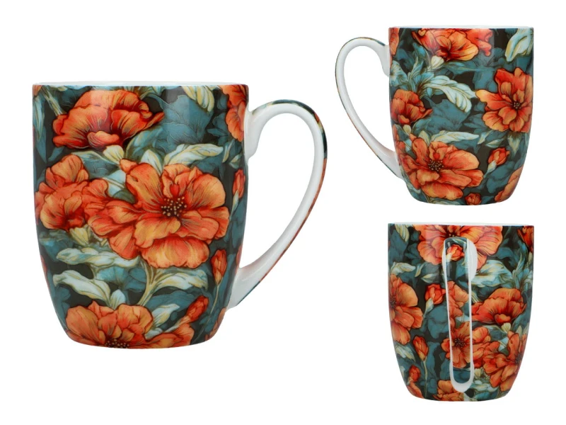 Carmani, kubek z porcelany t. Camio 380ml - KWIATY, wz. 1