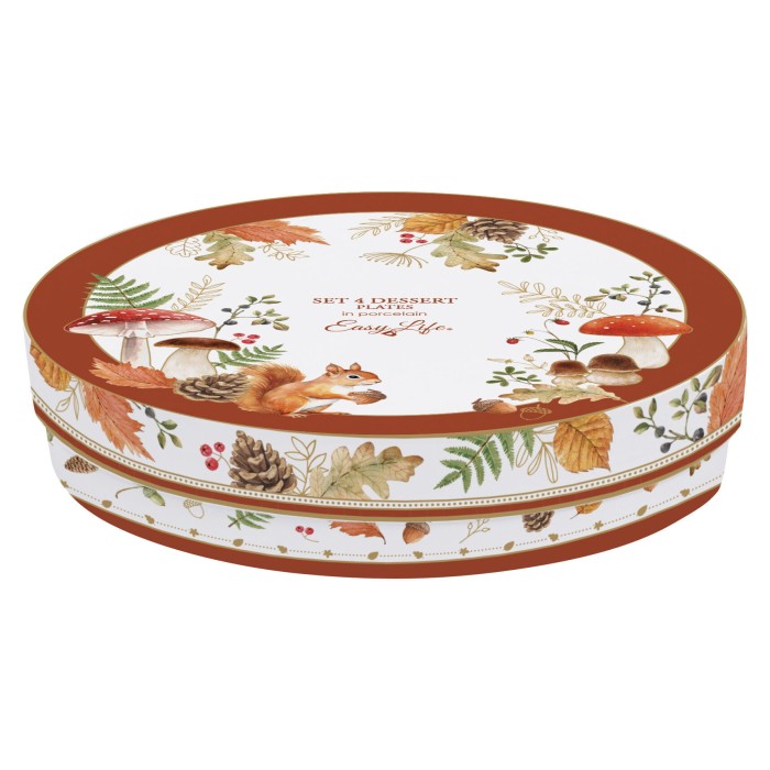 Easy Life/Nuova R2S, zestaw 4 talerzy deserowych 19cm - JESIENNE GRZYBKI