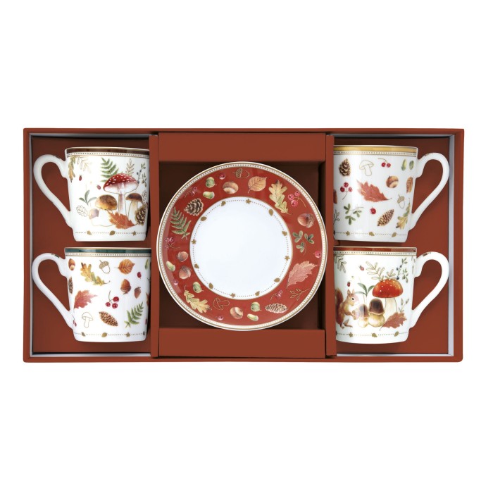 Easy Life/Nuova R2S, zestaw do espresso - 4 filiżanki 100ml - JESIENNE GRZYBKI