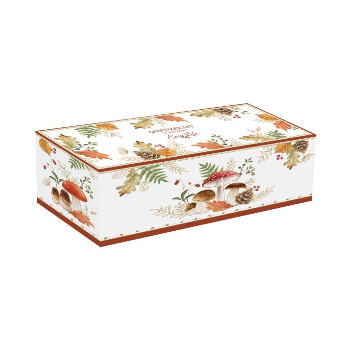 Easy Life/Nuova R2S, zestaw do przypraw, podstawka 22x3 cm, H9 cm - JESIENNE GRZYBKI