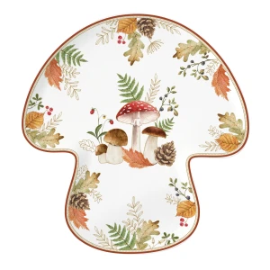 Easy Life/Nuova R2S, porcelanowa paterka 29,5x28 cm - JESIENNE GRZYBKI