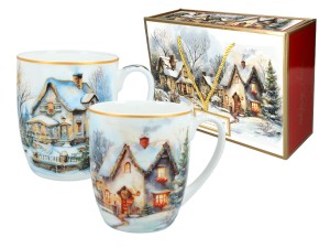 Carmani, kpl. 2 kubków świątecznych 380ml - MERRY CHRISTMAS/Zima wszędzie