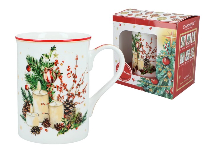 Carmani, kubek świąteczny 360ml t. Classic  - MERRY CHRISTMAS/Stroik świąteczny