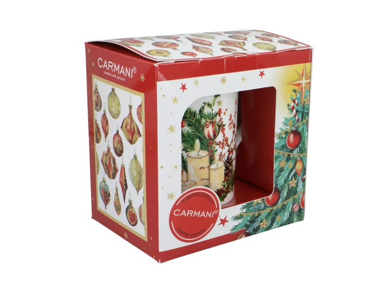 Carmani, kubek świąteczny 360ml t. Classic  - MERRY CHRISTMAS/Stroik świąteczny