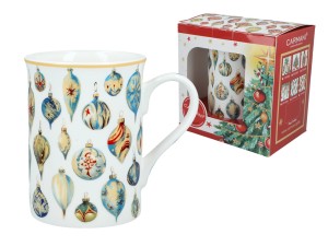 Carmani, kubek świąteczny 360ml t. Classic  - MERRY CHRISTMAS/Bombki choinkowe