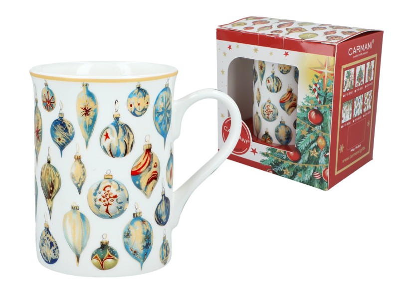 Carmani, kubek świąteczny 360ml t. Classic  - MERRY CHRISTMAS/Bombki choinkowe