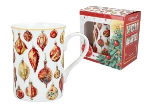 Carmani, kubek świąteczny 360ml t. Classic  - MERRY CHRISTMAS/Bombki choinkowe