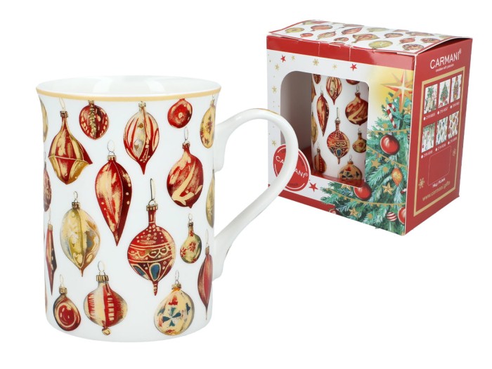 Carmani, kubek świąteczny 360ml t. Classic  - MERRY CHRISTMAS/Bombki choinkowe