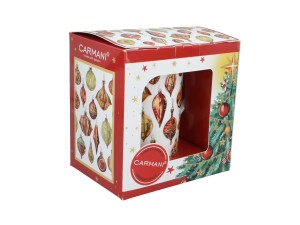 Carmani, kubek świąteczny 360ml t. Classic  - MERRY CHRISTMAS/Bombki choinkowe