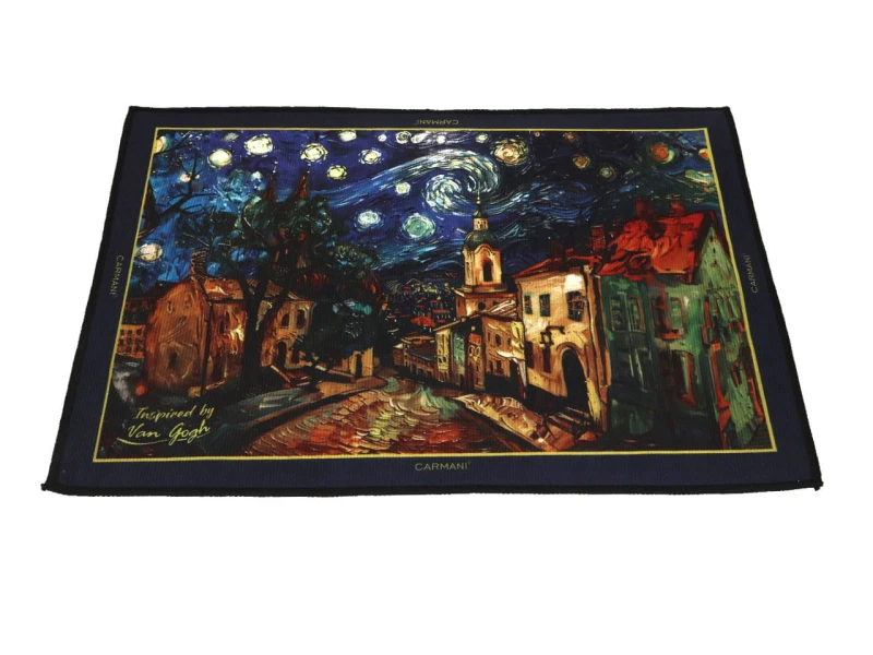 Carmani, przyłóżkowy dywanik 60x40cm - inspirowany VAN GOGH/Gwiaździsta Noc i Koty