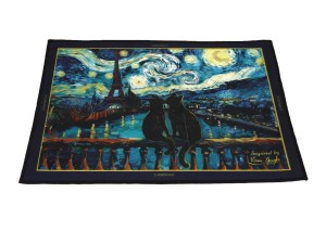Carmani, przyłóżkowy dywanik 60x40cm - inspirowany VAN GOGH/Gwiaździsta Noc i Koty