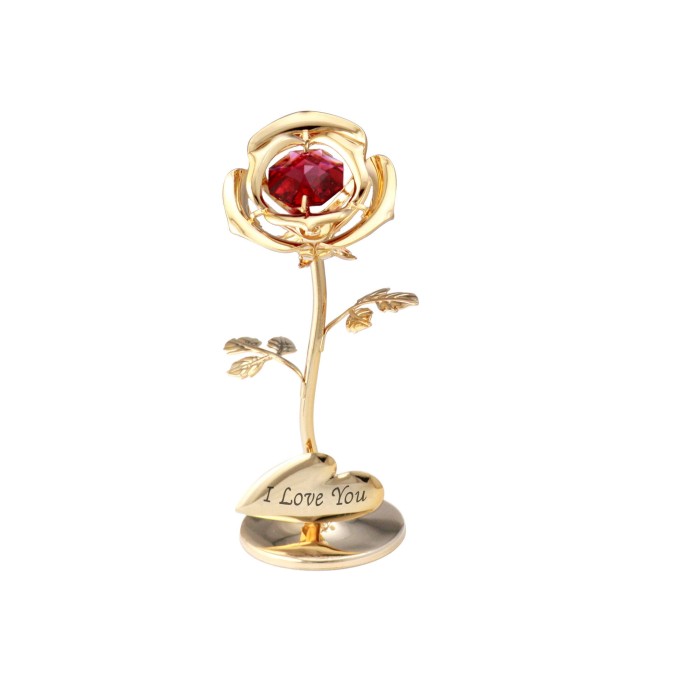 Crystocraft, miniaturka-figurka pozłacana Swarovski/RÓZA ''I LOVE YOU''