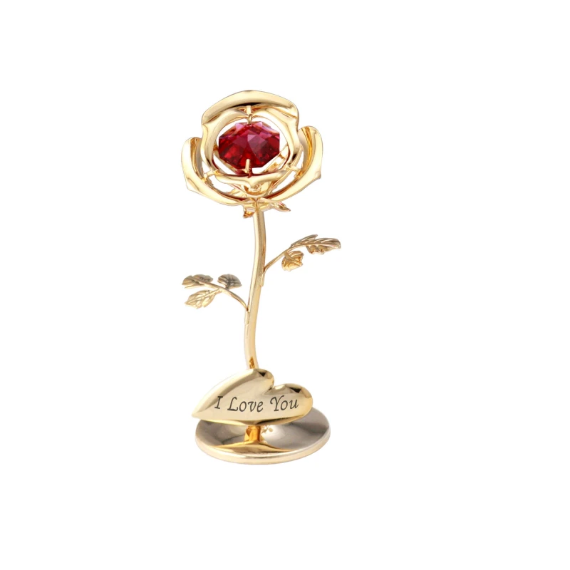 Crystocraft, miniaturka-figurka pozłacana Swarovski/RÓZA ''I LOVE YOU''