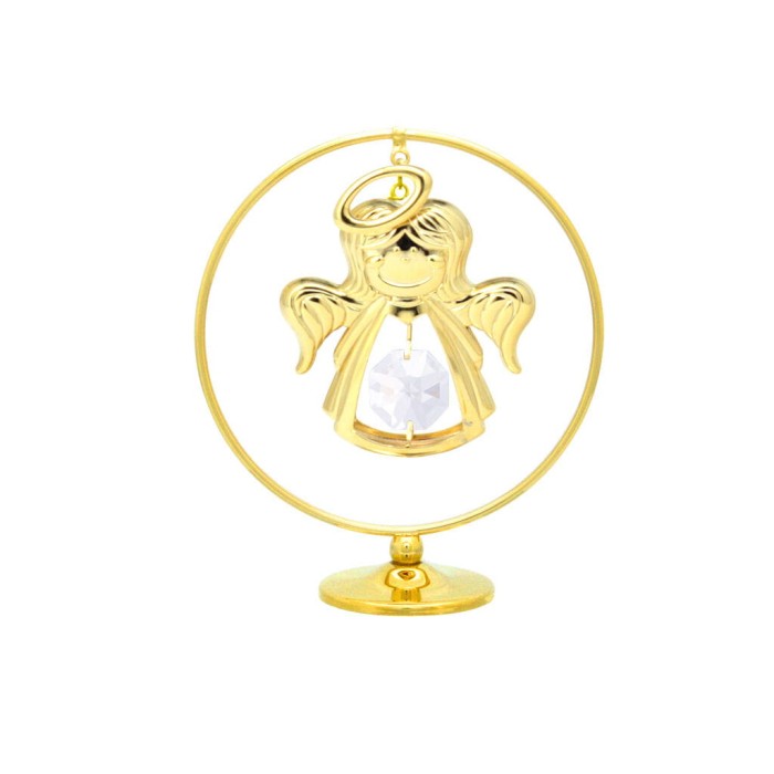 Crystocraft, miniaturka-figurka pozłacana Swarovski/ANIOŁEK W OBRĘCZY