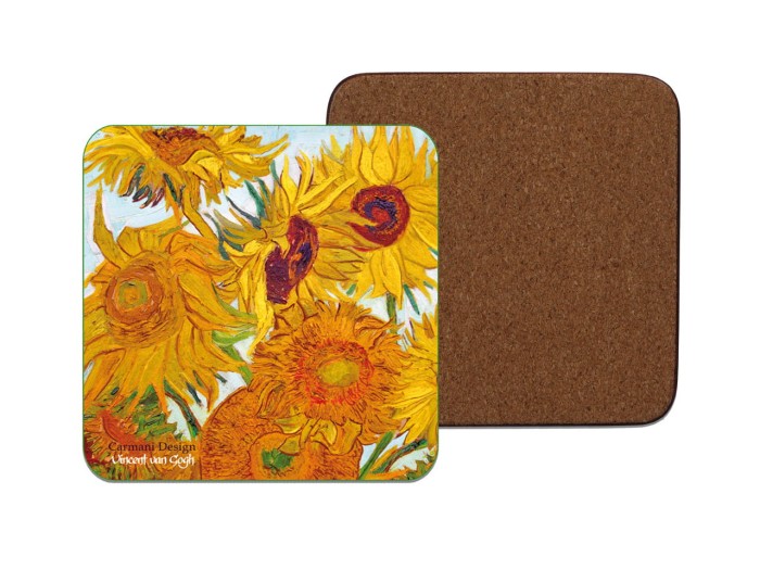 Carmani, kpl. 6 podkładek korkowych pod kubki - VAN GOGH/Słoneczniki