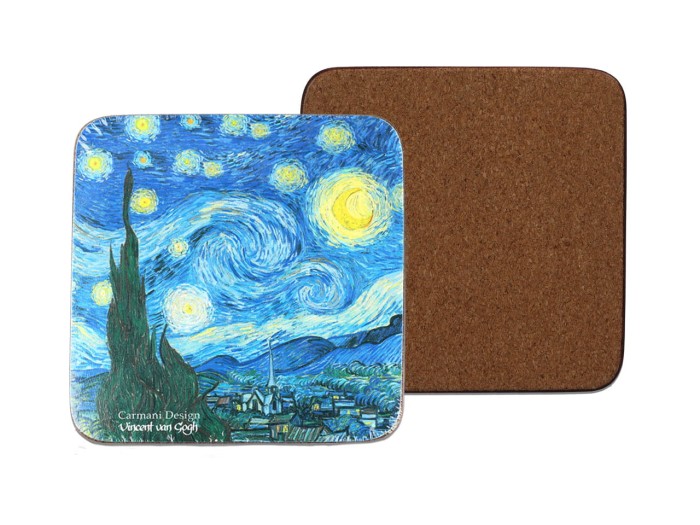 Carmani, kpl. 6 podkładek korkowych pod kubki - VAN GOGH/Gwiaździsta Noc