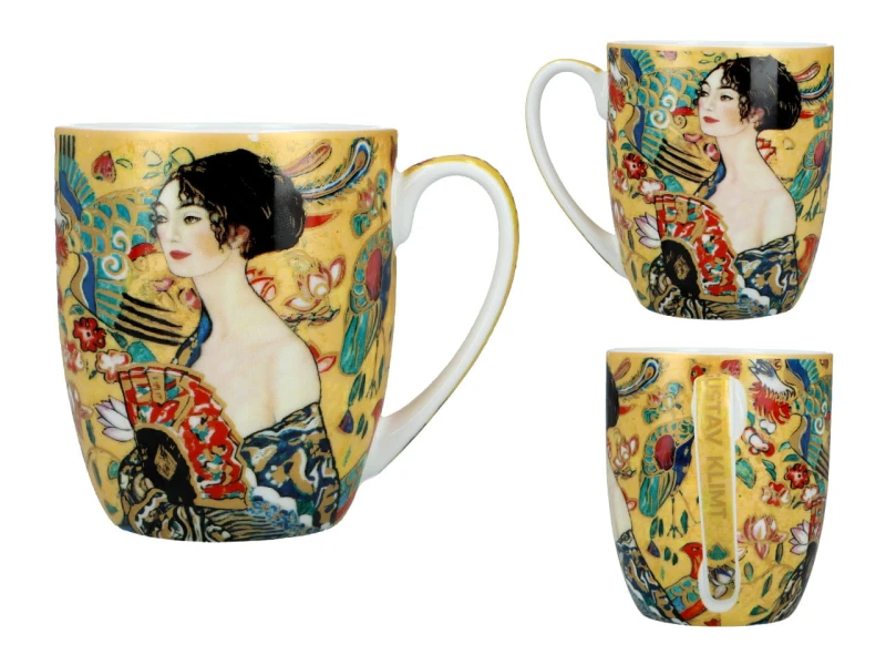Carmani, porcelanowy kubek t. Camio 380ml - KLIMT/Dama z wachlarzem