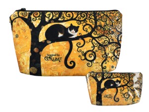 Carmani, kosmetyczka ok. 21x15cm - inspirowane malarstwem  GUSTAVA KLIMTA, kot na drzewie życia