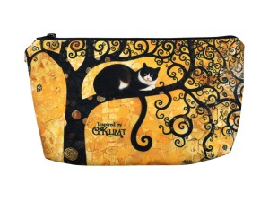 Carmani, kosmetyczka ok. 21x15cm - inspirowane malarstwem  GUSTAVA KLIMTA, kot na drzewie życia