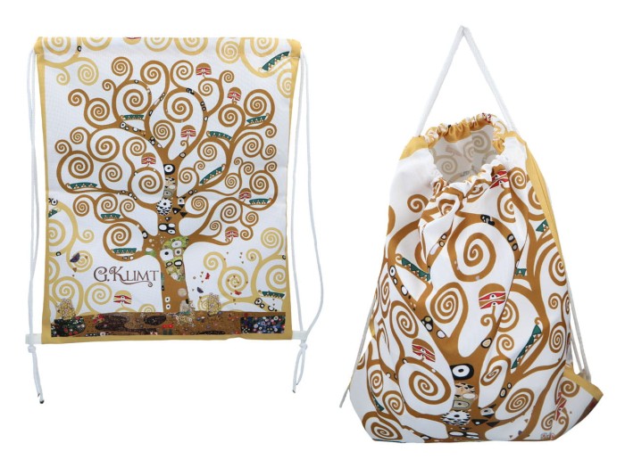 Carmani, worek na plecy 36x43cm - KLIMT/Drzewo, białe tło