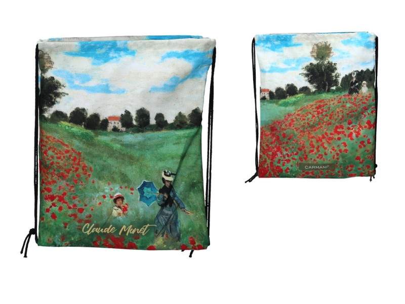 Carmani, worek na plecy 36x43cm - MONET/Pole maków