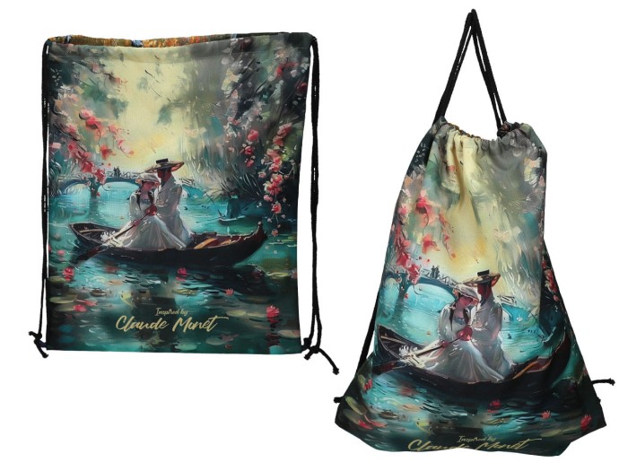 Carmani, worek na plecy 36x43cm - MONET/Kobieta i mężczyzna na łodzi
