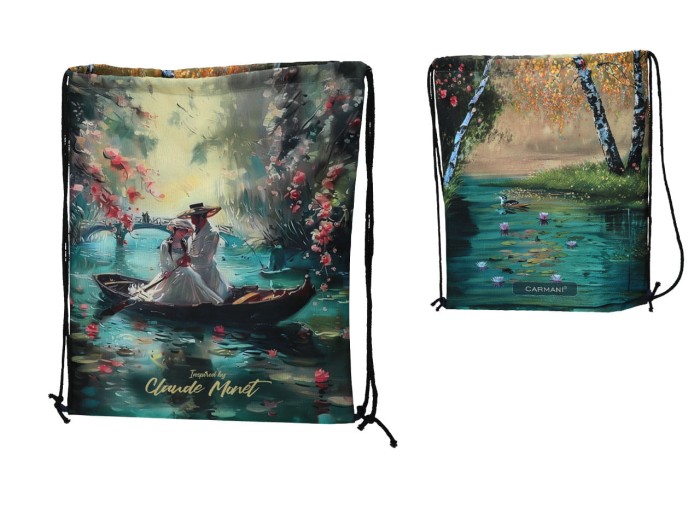 Carmani, worek na plecy 36x43cm - MONET/Kobieta i mężczyzna na łodzi
