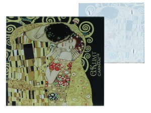 Carmani, szklana podkładka ok. 11,5x11,5cm - GUSTAV KLIMT/Pocałunek, czarne tło