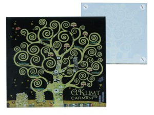 Carmani, szklana podkładka ok. 11,5x11,5cm - GUSTAV KLIMT/Drzewo życia, czarne tło