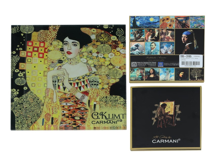 Carmani, szklana podkładka ok. 11,5x11,5cm - GUSTAV KLIMT/Adele