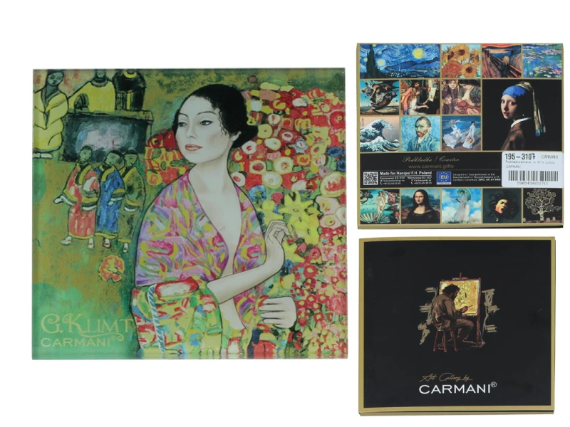 Carmani, szklana podkładka ok. 11,5x11,5cm - GUSTAV KLIMT/Tancerka