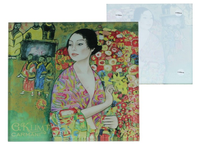 Carmani, szklana podkładka ok. 11,5x11,5cm - GUSTAV KLIMT/Tancerka