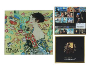 Carmani, szklana podkładka ok. 11,5x11,5cm - GUSTAV KLIMT/Dama z wachlarzem