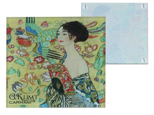 Carmani, szklana podkładka ok. 11,5x11,5cm - GUSTAV KLIMT/Dama z wachlarzem