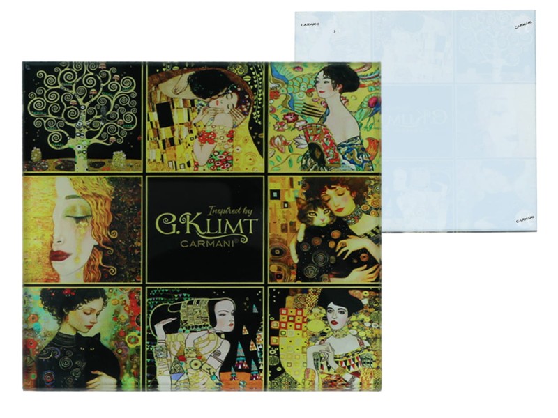 Carmani, szklana podkładka ok. 11,5x11,5cm - GUSTAV KLIMT/kolaż