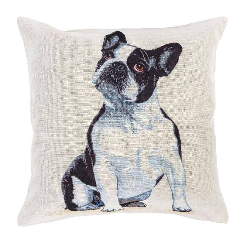 Poszewka z tkaniny gobelinowej(tkana maszynowo) - FRENCH BULLDOG-NV, 45x45cm