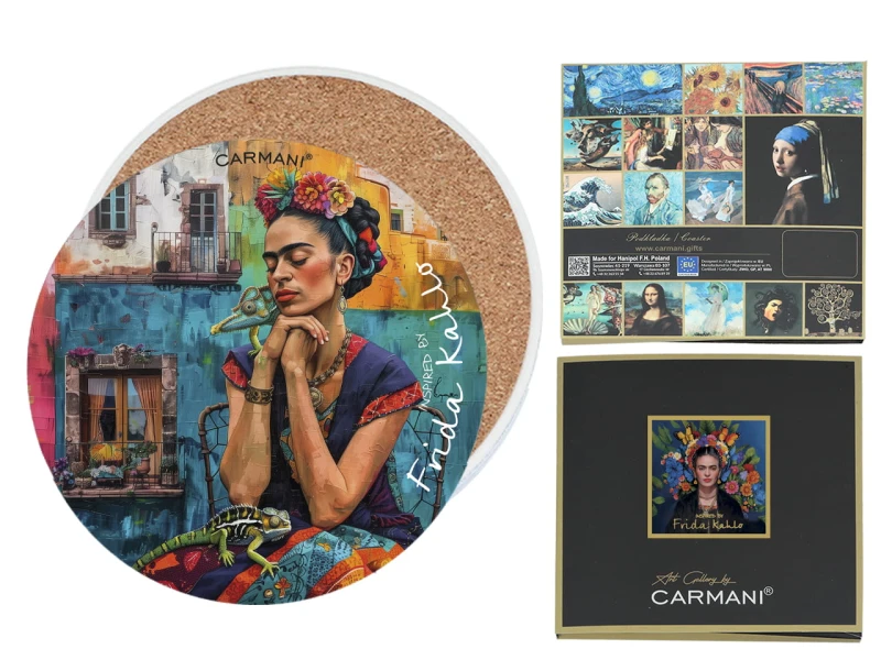 Carmani, podkładka ceramiczna pod kubek/szklankę Inspirowana malarstwem FRIDY KAHLO