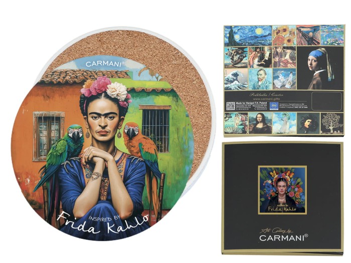 Carmani, podkładka ceramiczna pod kubek/szklankę Inspirowana malarstwem FRIDY KAHLO