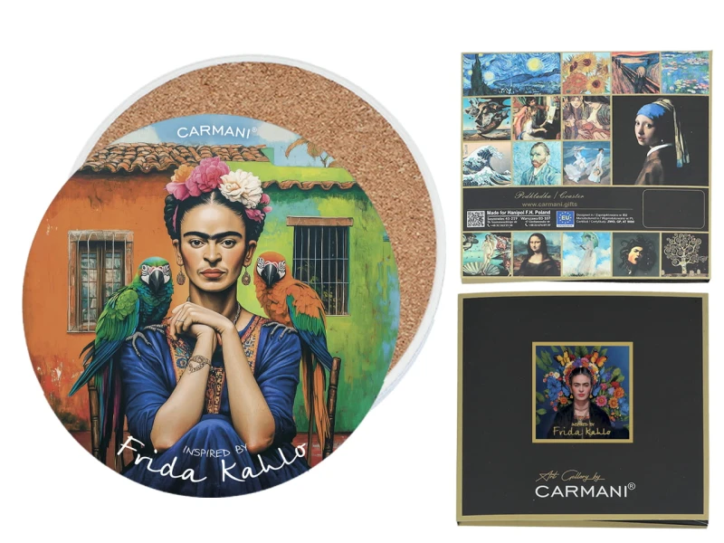 Carmani, podkładka ceramiczna pod kubek/szklankę Inspirowana malarstwem FRIDY KAHLO