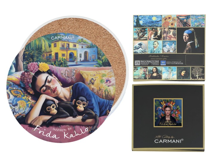 Carmani, podkładka ceramiczna pod kubek/szklankę Inspirowana malarstwem FRIDY KAHLO